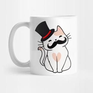 Sophisticated White Persian Cat Drinking Tea wearing a top hat Mug